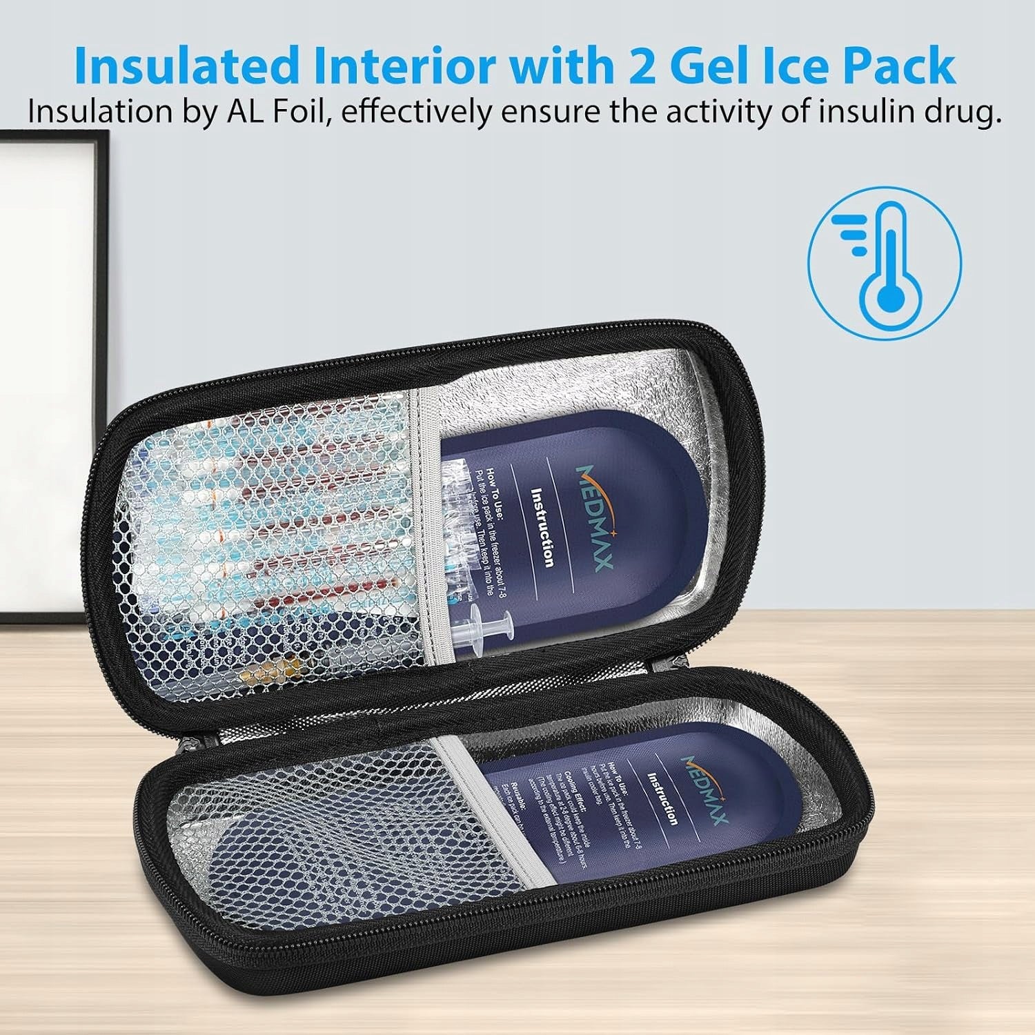 INSULIN COOLING BAG WITH 2 COOLING CARTRIDGES WATERPROOF Medical device no
