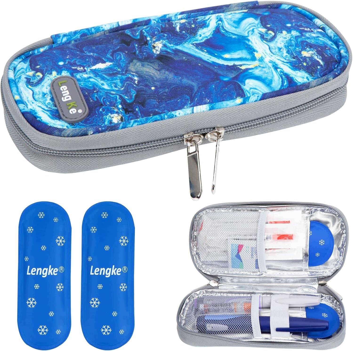 INSULIN COOLING BAG WITH 2 PACKS ICE BLUE