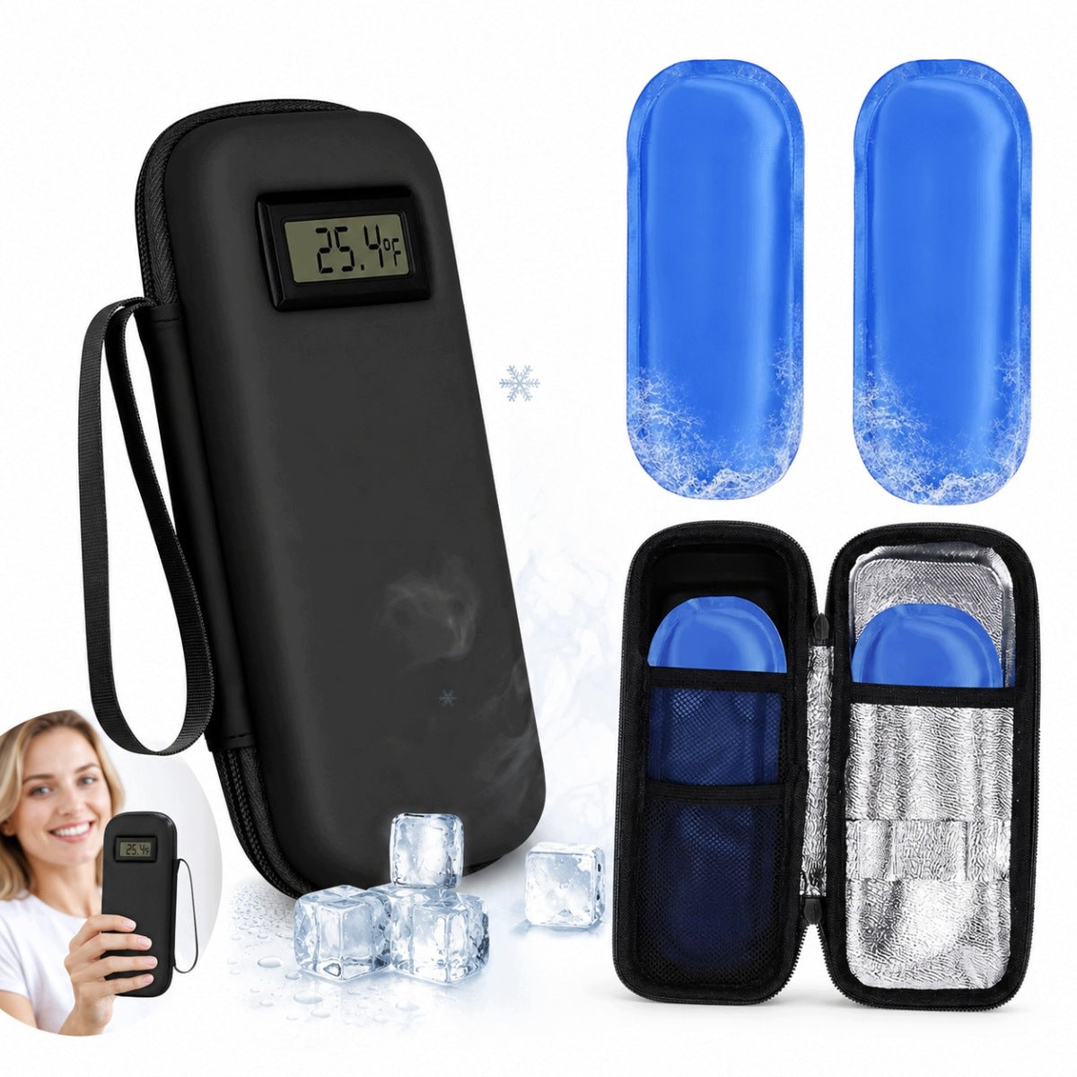 INSULIN COOLING CASE DIABETIC CASE + 2 CARTRIDGES