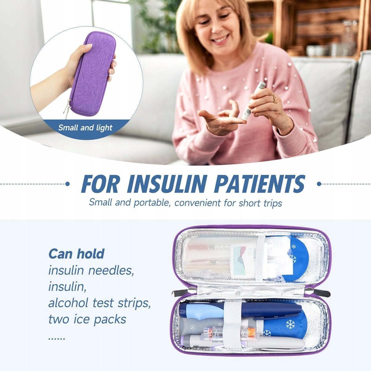 INSULIN HEAT-INSULATING BAG WITH COOLING PACKS PURPLE Medical device no