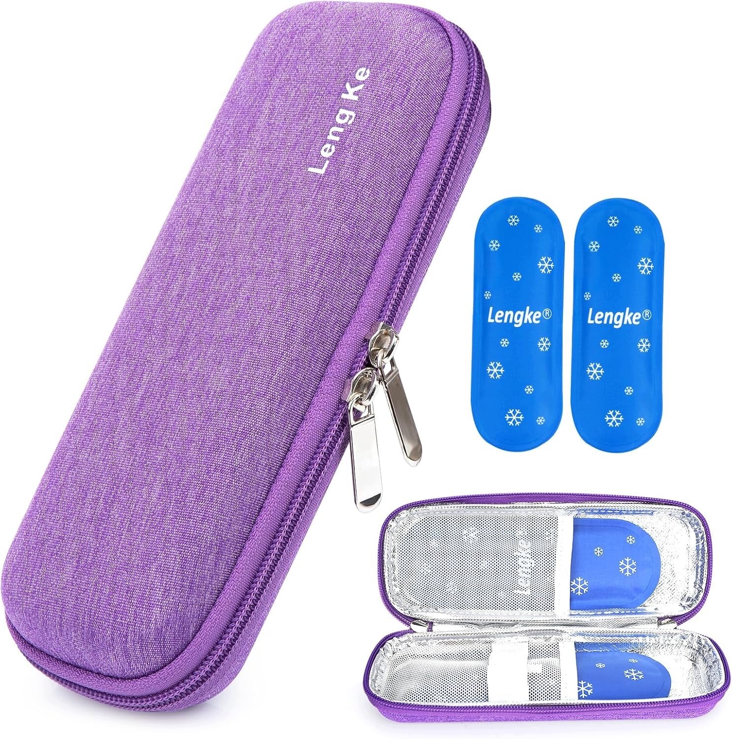 INSULIN HEAT-INSULATING BAG WITH COOLING PACKS PURPLE