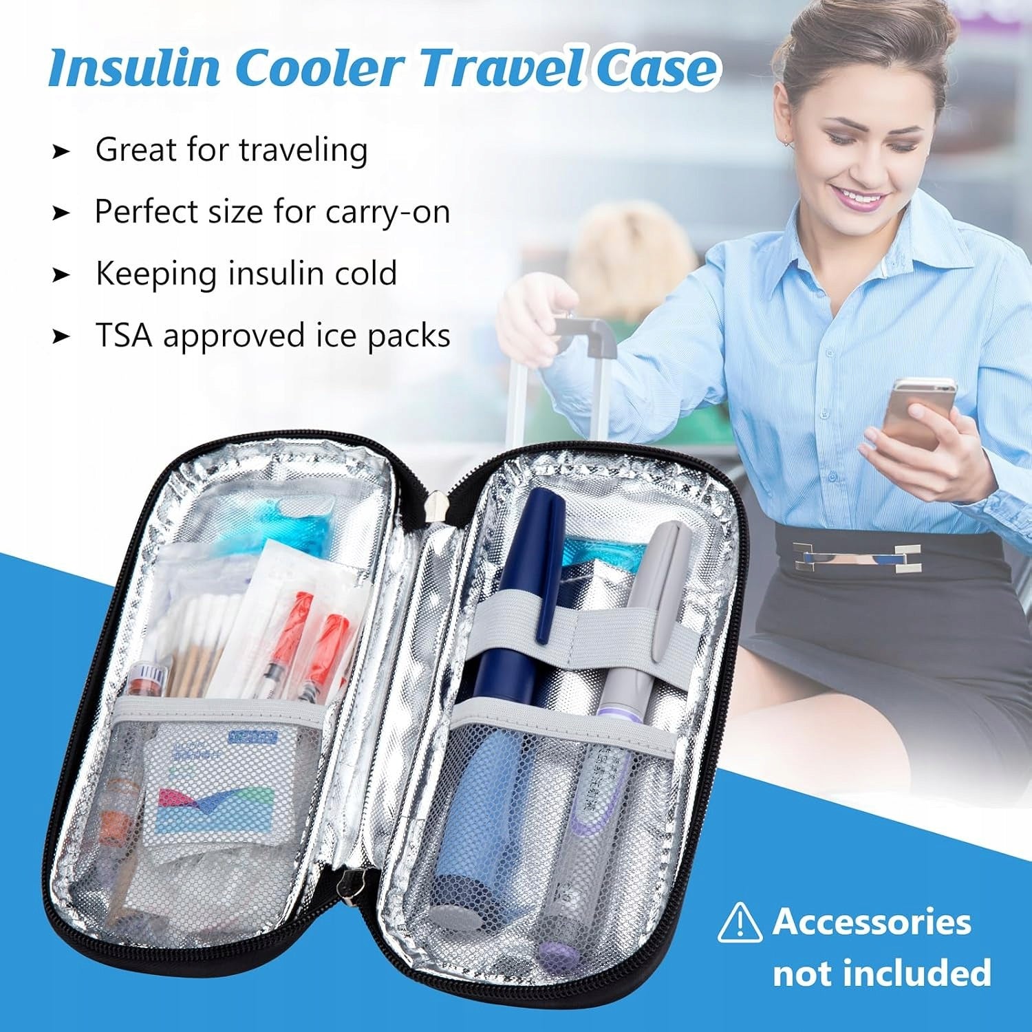 INSULIN HEAT-INSULATING TRAVEL BAG WITH 2 ICE BAGS Medical device no