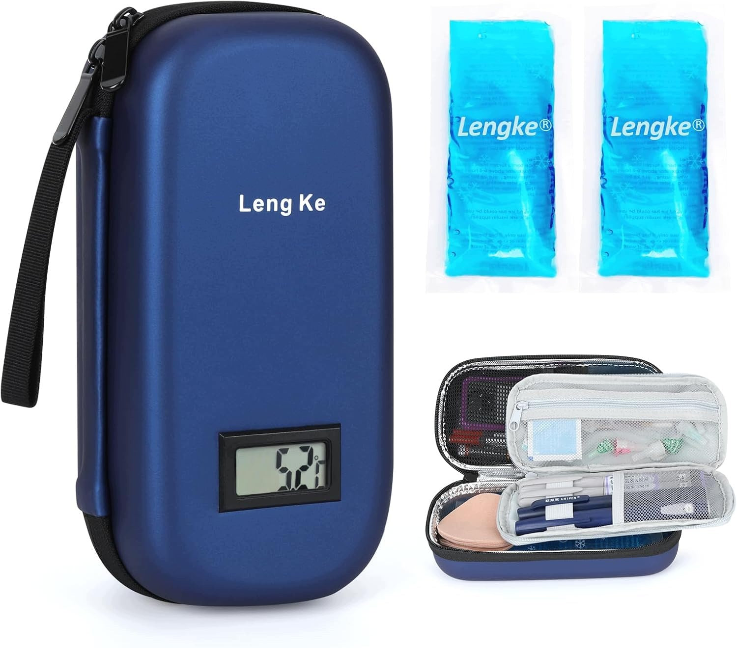 INSULIN MEDICINE COOLING BAG WITH THERMOMETER AND ICE BAGS TSA