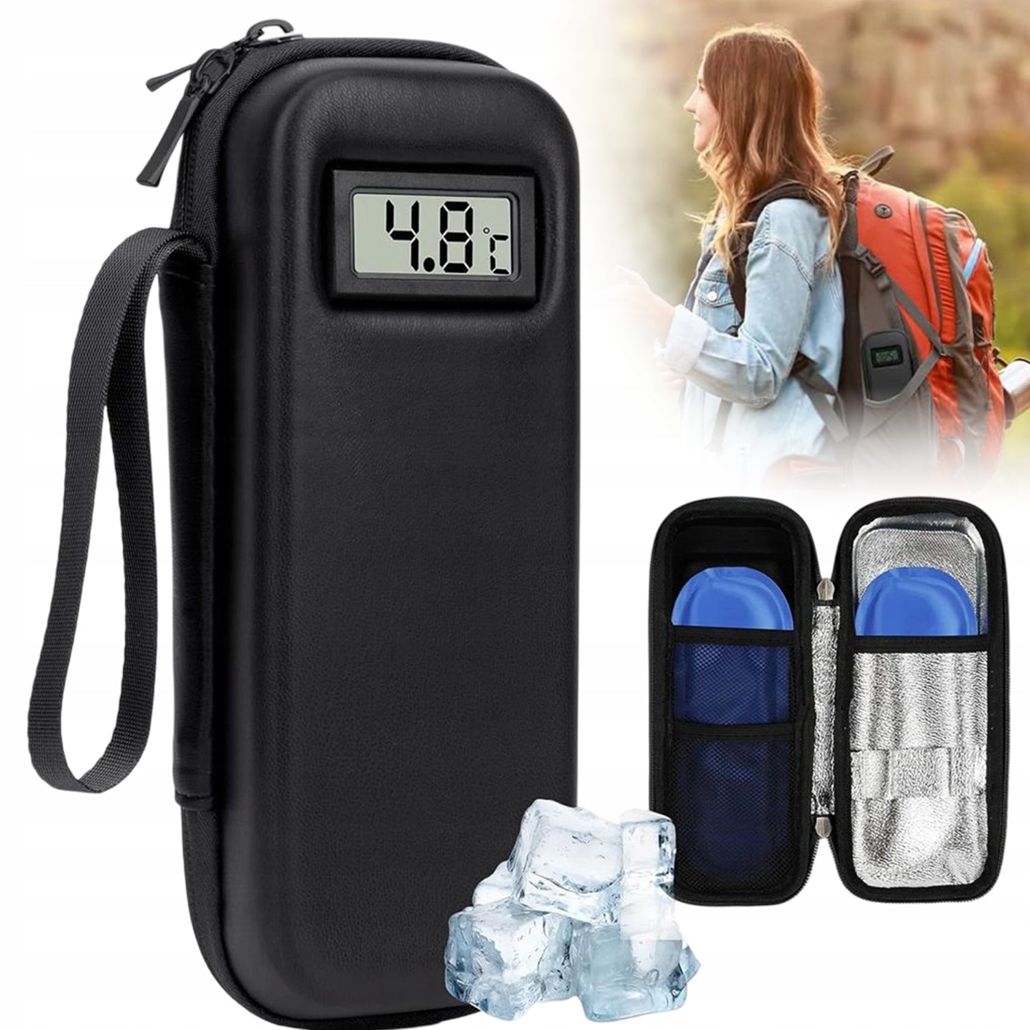 INSULIN REFRIGERATOR WITH TEMPERATURE DISPLAY THERMAL INSULATION BAG