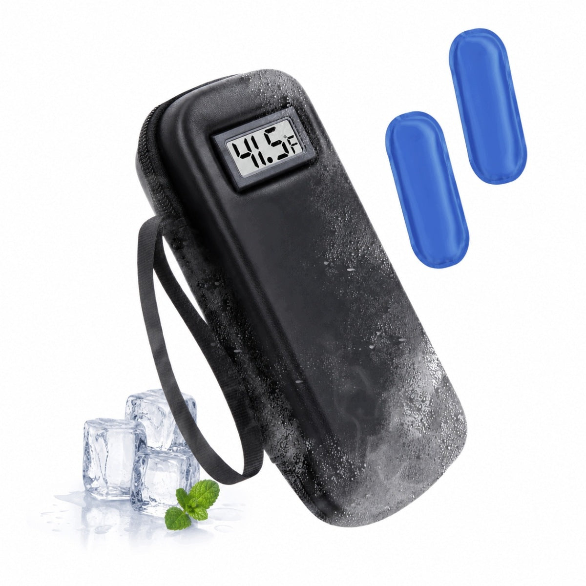 INSULIN STORAGE CASE WITH 2 ICE PACKS 21X9CM BLACK