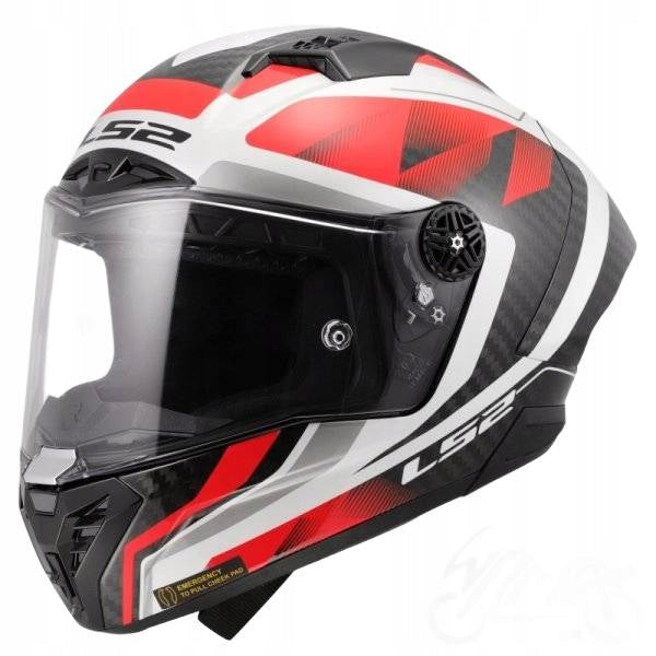INTEGRAL HELMET LS2 FF805 THUNDER GP AERO RAUTE WHITE RED-06 M
