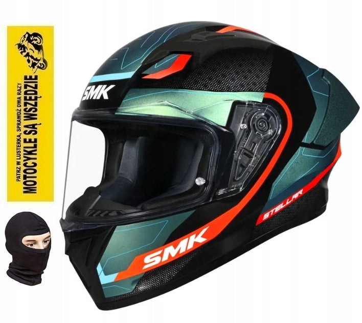 INTEGRAL HELMET SMK STELLAR SPORT FLIGHT BLACK BLUE ORANGE S + FREEBIES