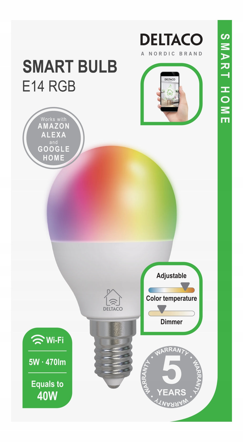 LED-Glühbirne Deltaco E14 5W 470lm 