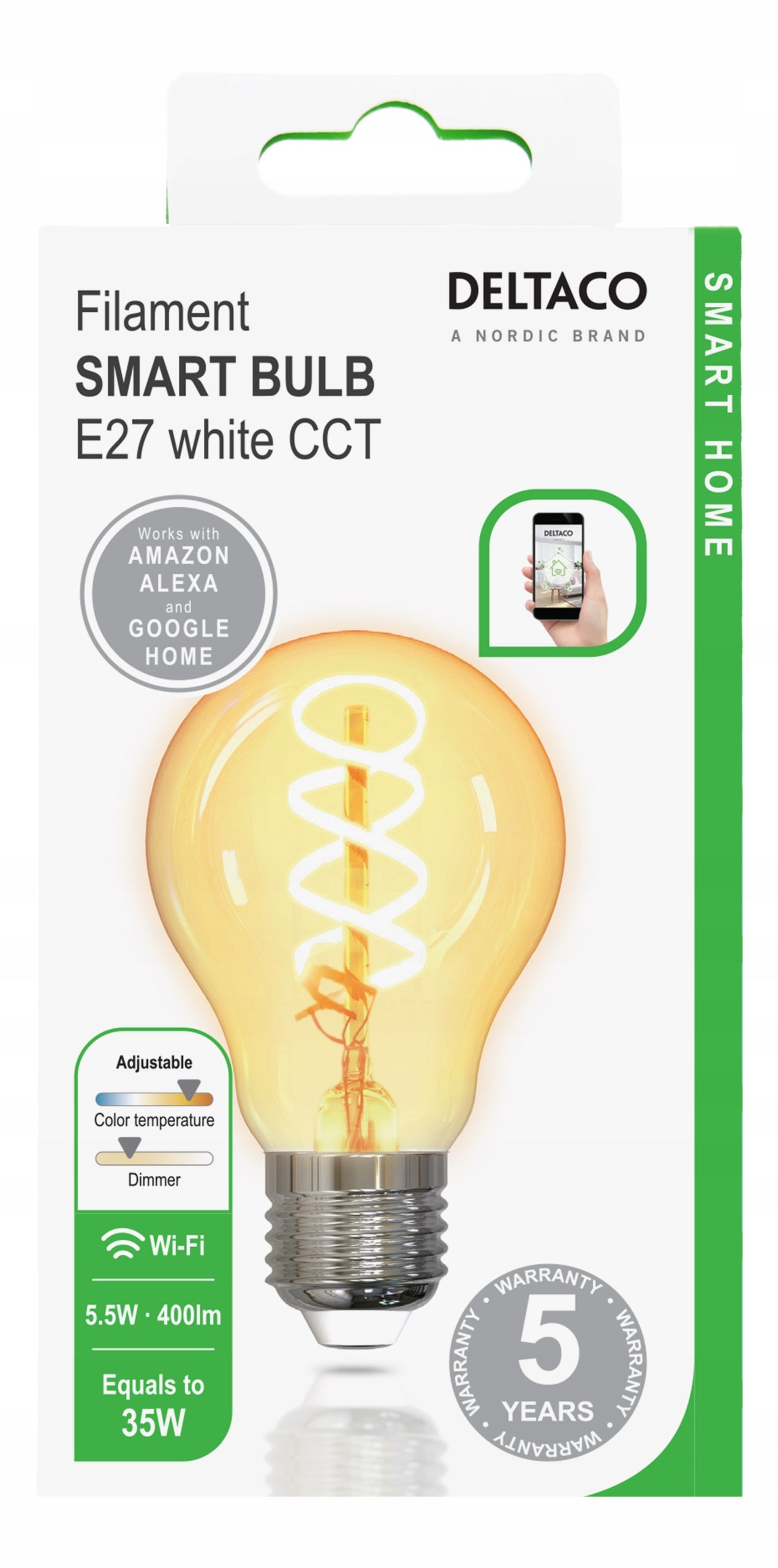LED-Glühbirne Deltaco Smart Home SH-LFE27A60S 