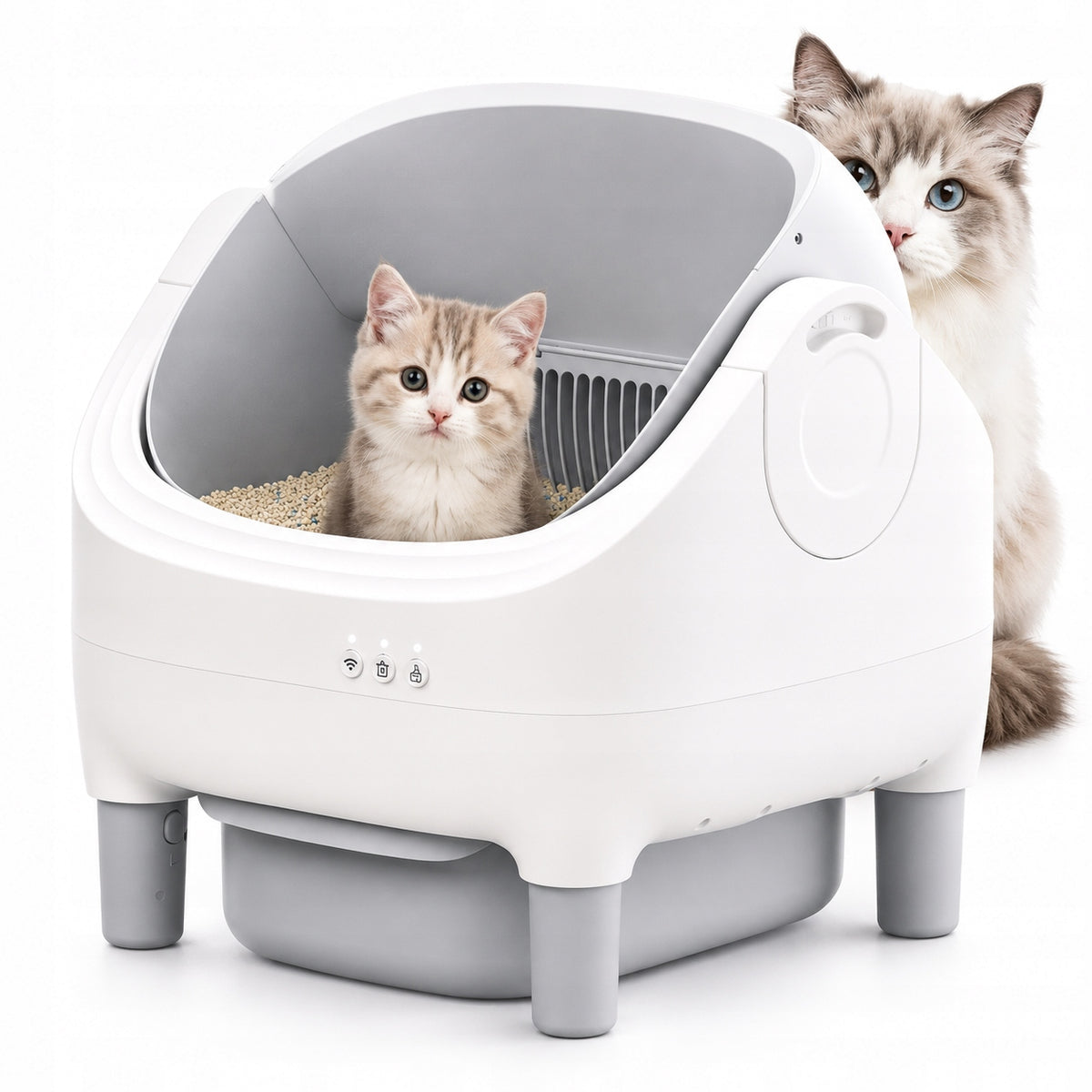 INTELLIGENT AUTOMATIC CAT LITTER BOX WITH REMOVABLE TANK