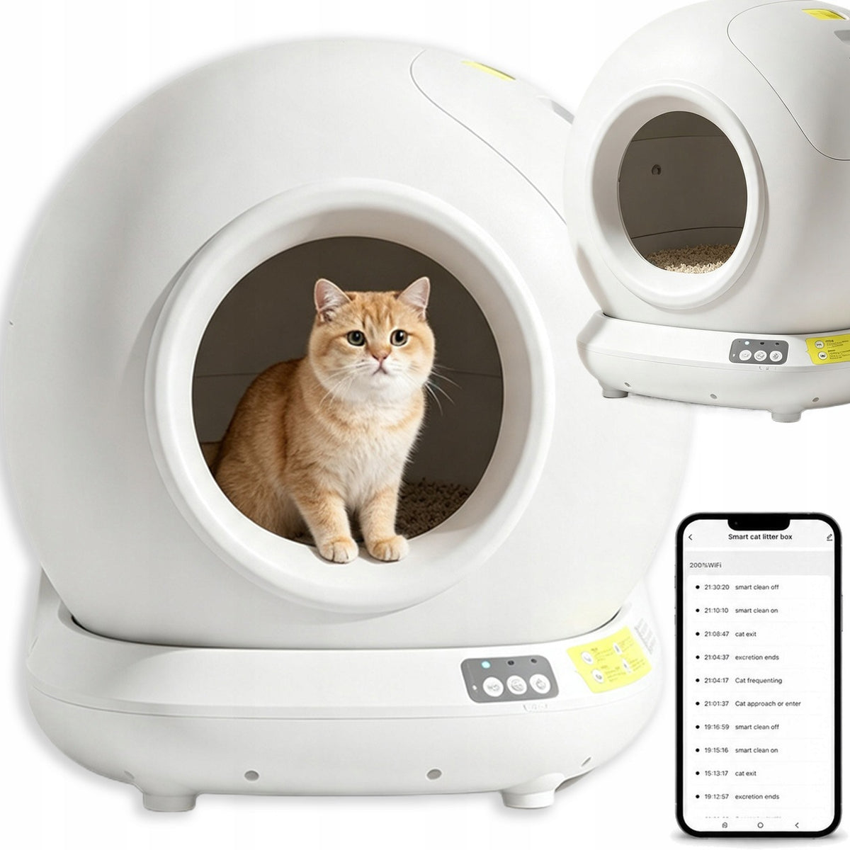 INTELLIGENT LITTER BOX FOR CATS 76L SELF-CLEANING, APPLICATION CONTROL