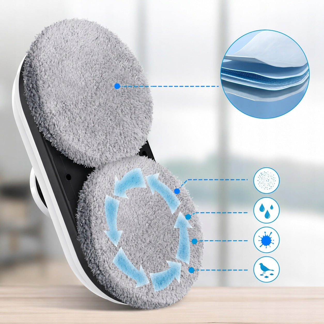 INTELLIGENT ROBOT AUTOMATIC WINDOW CLEANING 2800PA 500MAH ABS 3 MODES Brand Bedee