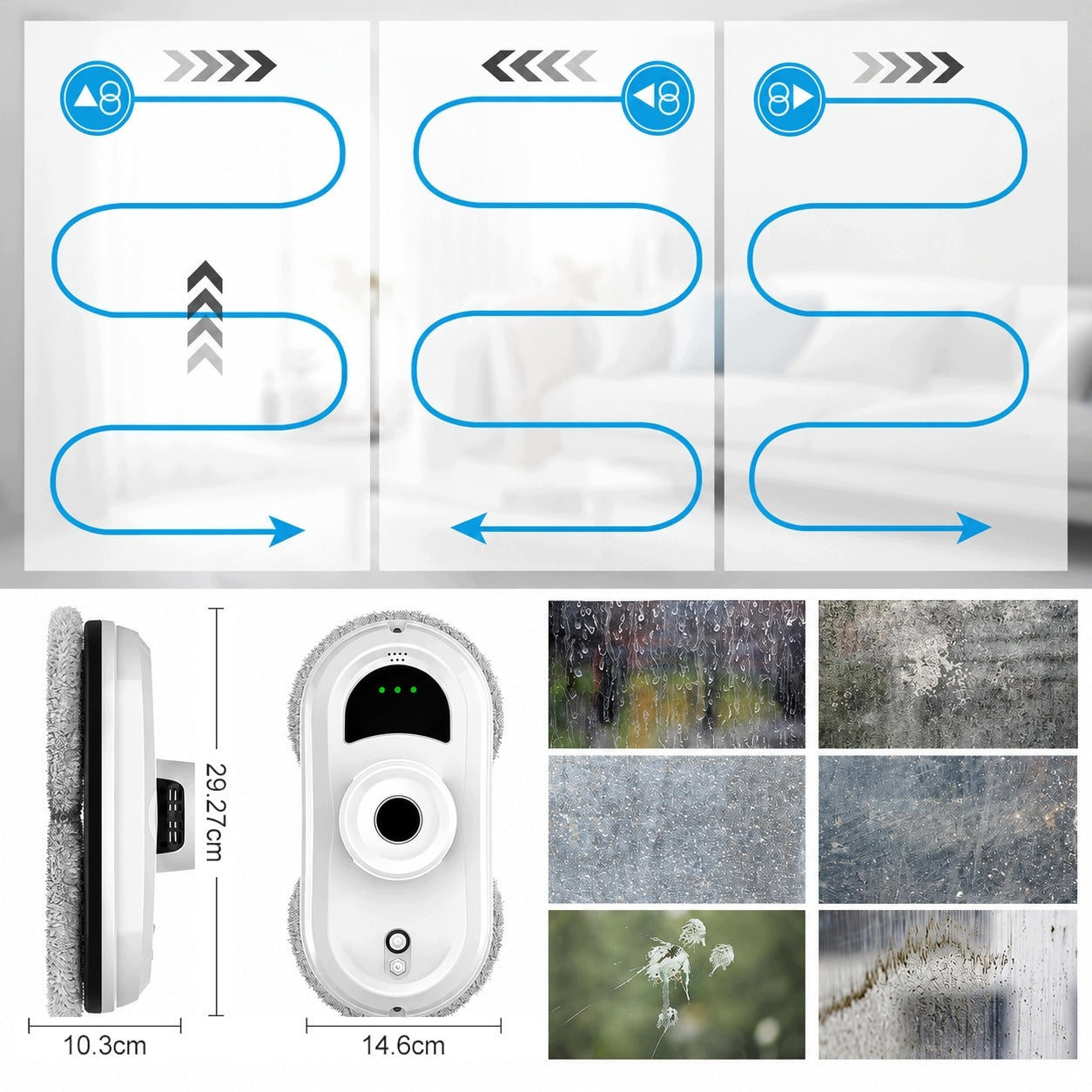 INTELLIGENT ROBOT AUTOMATIC WINDOW CLEANING 2800PA 500MAH ABS 3 MODES Packaging status original