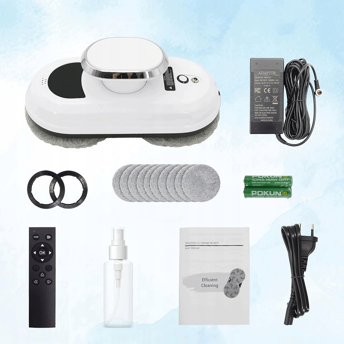 INTELLIGENT ROBOT FOR WASHING MIRROR GLASS SET AUTOMATIC WASHER Dominant color white