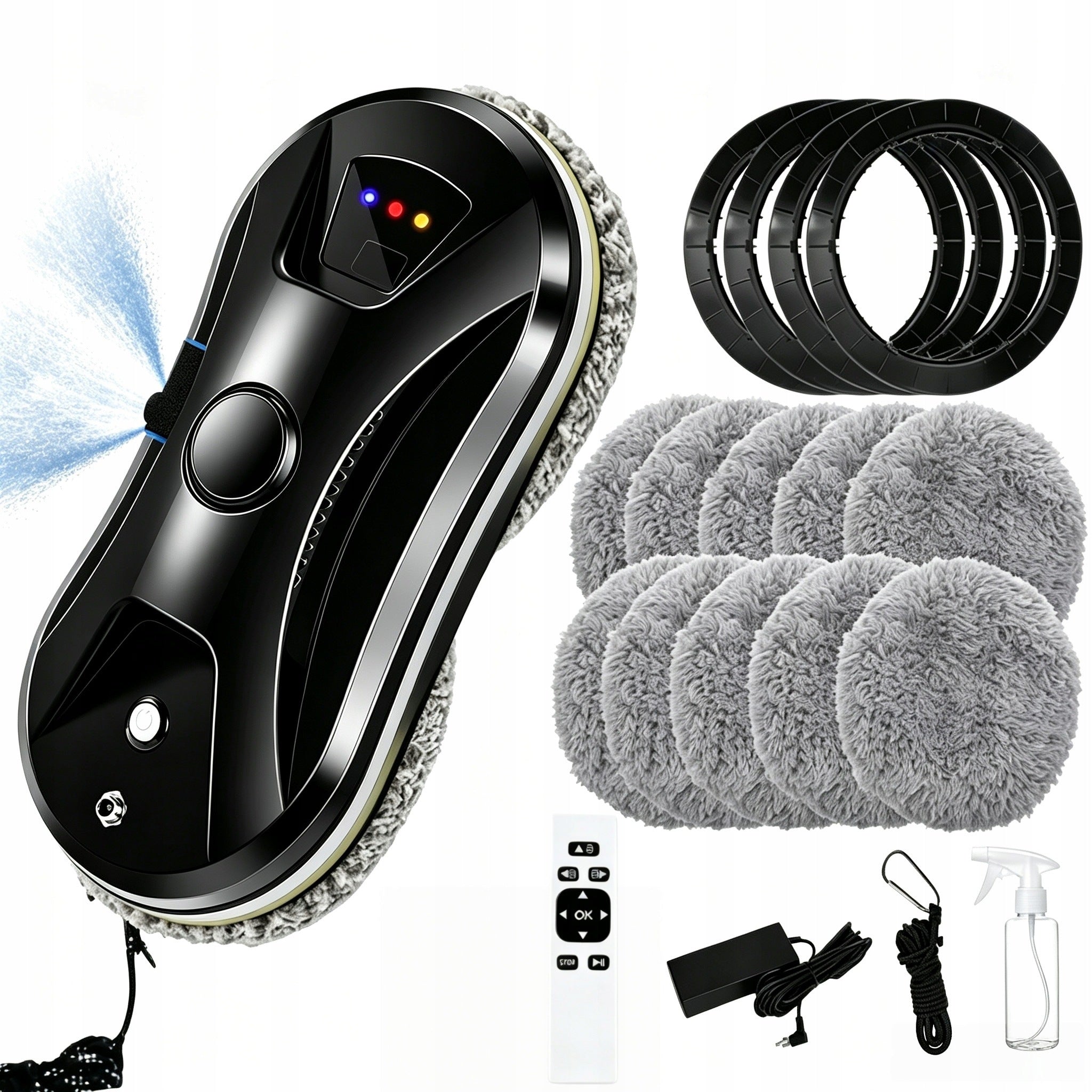 INTELLIGENT ROBOT WINDOW CLEANER MIRROR HEIGHT CLEANING+10 MOP