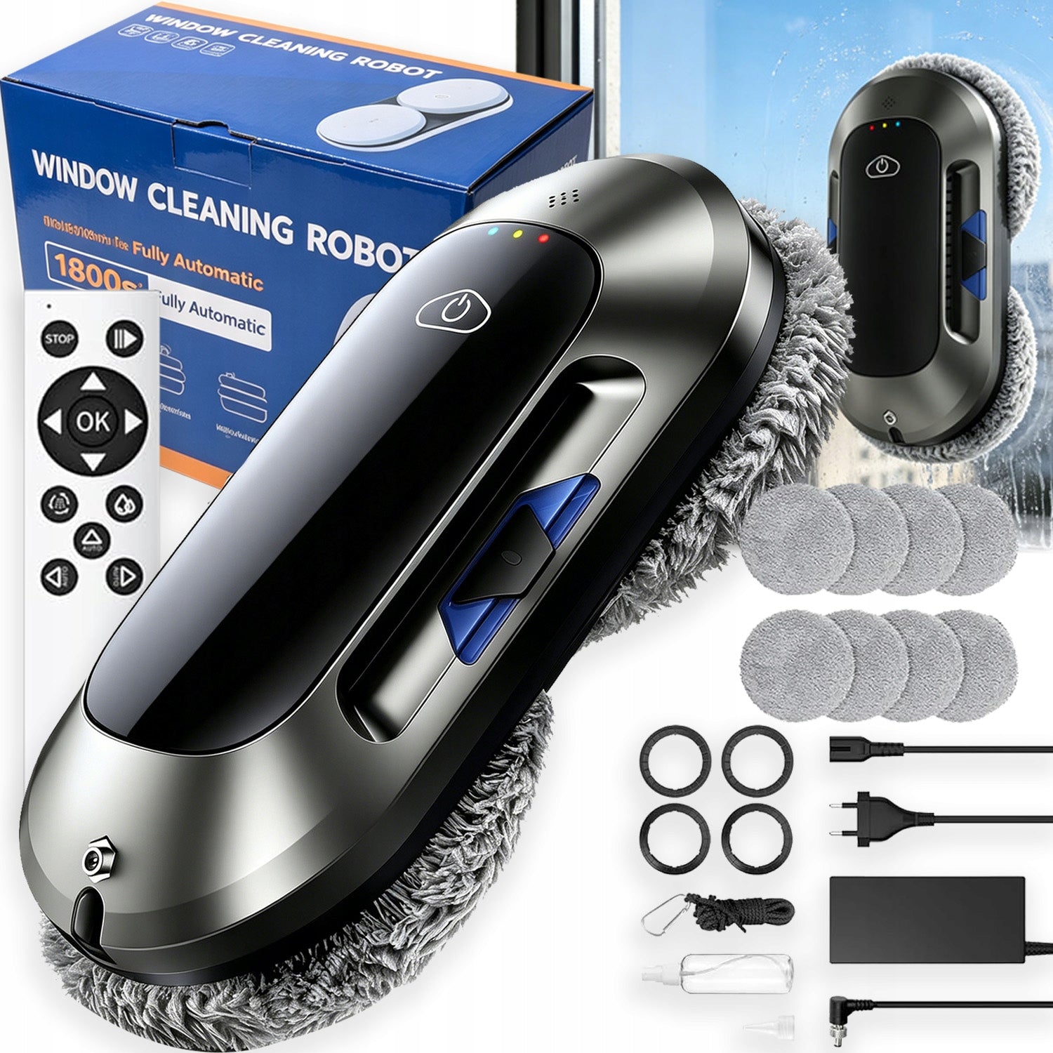 INTELLIGENT WINDOW CLEANING ROBOT GLASS REMOTE CONTROL AUTOMATIC 3 MODES