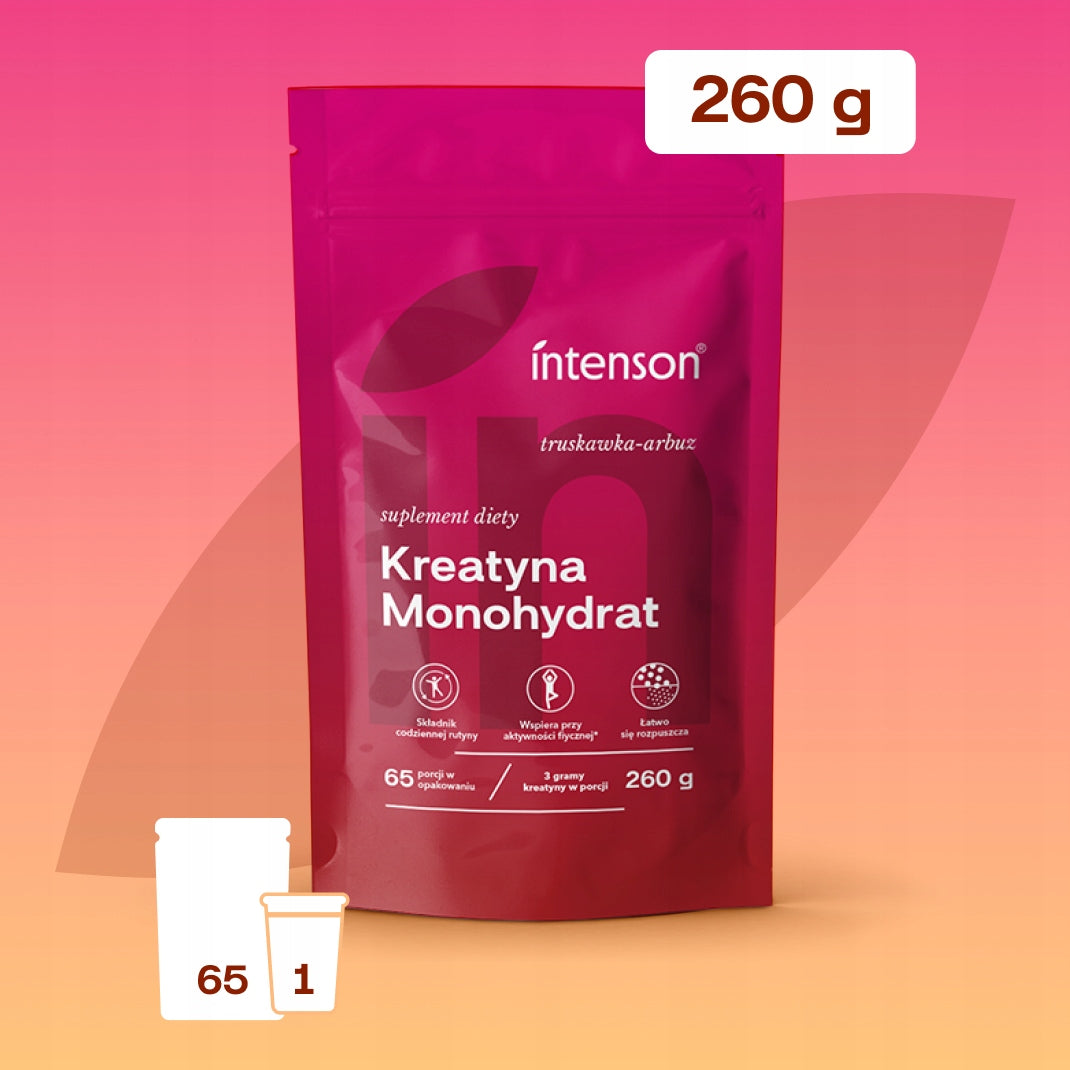 INTENSON Creatine pure powder 255g + Creatine strawberry powder 260g Expiration date at least six months from the date of purchase