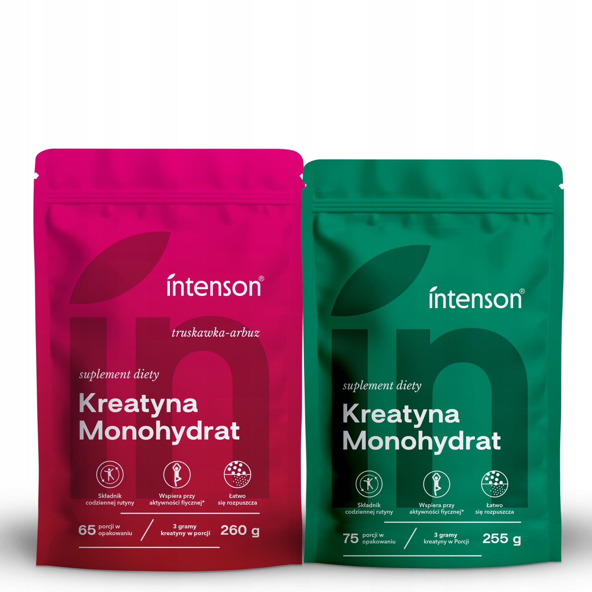 INTENSON Creatine pure powder 255g + Creatine strawberry powder 260g