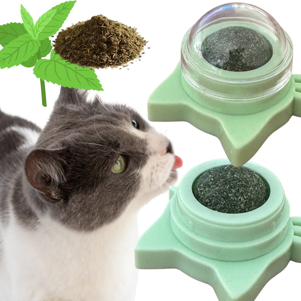 INTERACTIVE CAT BALL, CATNIP, ROTATING, GLUED, LOCKABLE