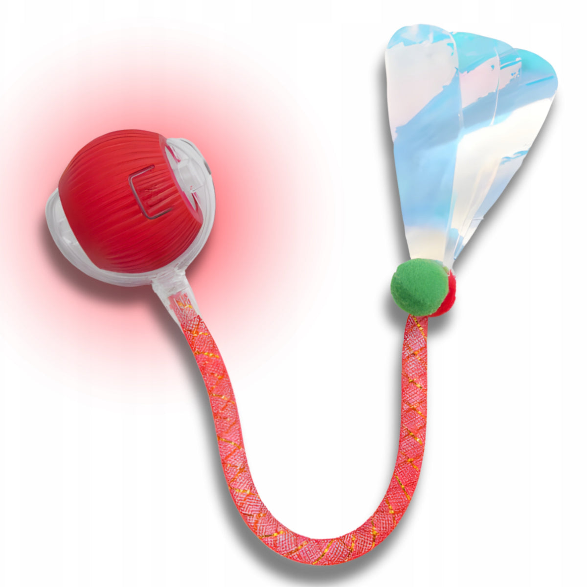 INTERACTIVE CAT BALL TOY RED Movable USB LED Feather 360 Manufacturer code GrenPet