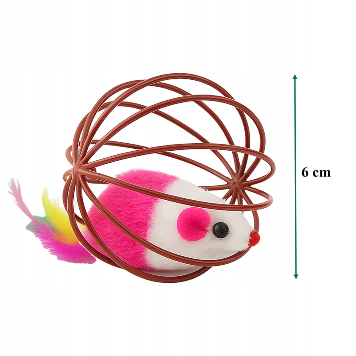 INTERACTIVE CAT BALL WIRE BALL MOUSE FEATHER RATTLE TOY Manufacturer code [ORIENTO] PIŁKA DRUCIANA Z MYSZKĄ I PIÓRKAMI