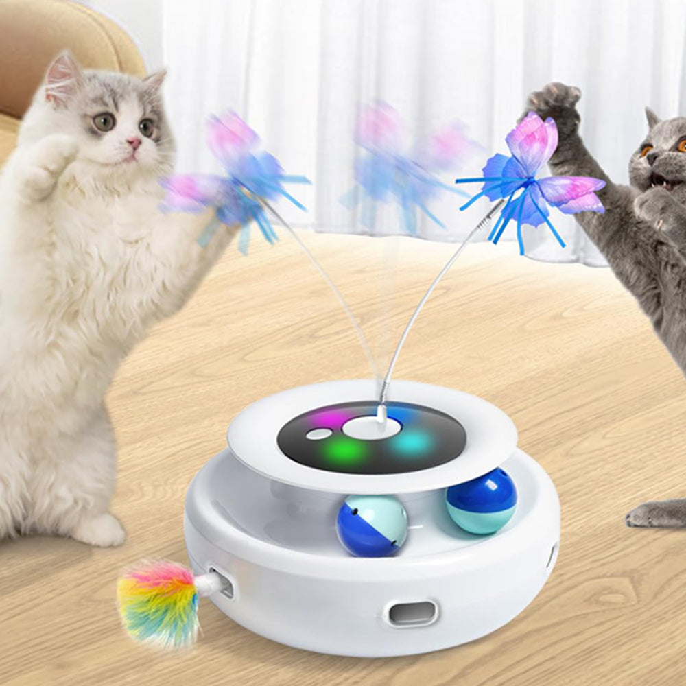 INTERACTIVE CAT SENSORY TOY WITH TIMER AND FEATHERS AND BUTTERFLY Brand no brand