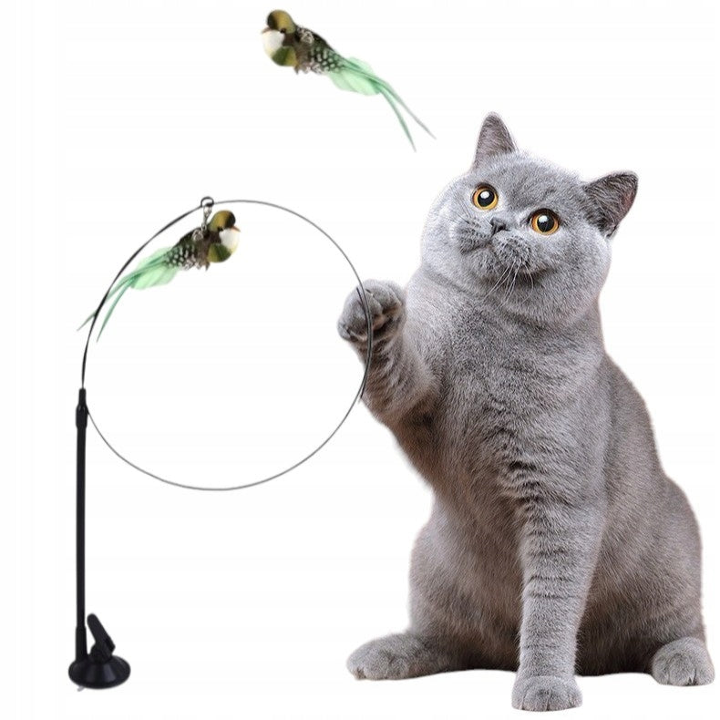 INTERACTIVE CAT TOY BIRD ON WIRE LONG ROD