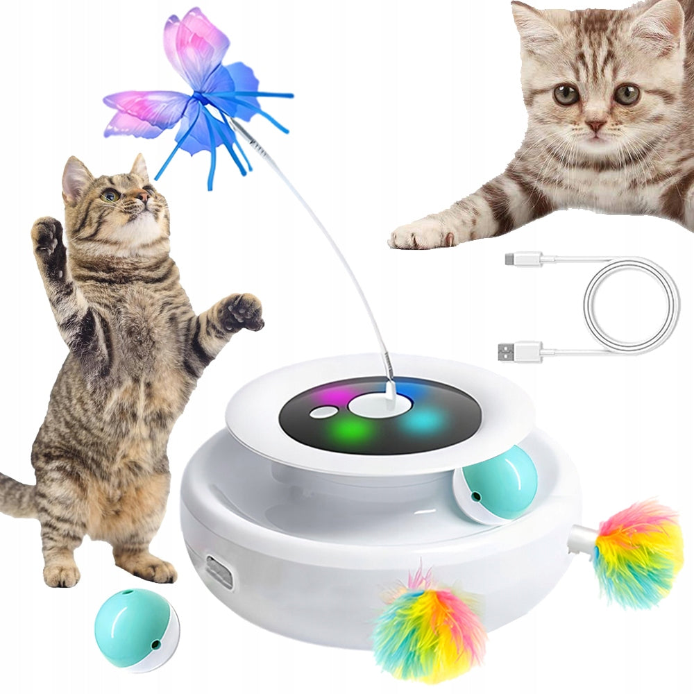 INTERACTIVE CAT TOY CAT ROD WITH BUTTERFLIES IN BALL WHACK-A-MOLE