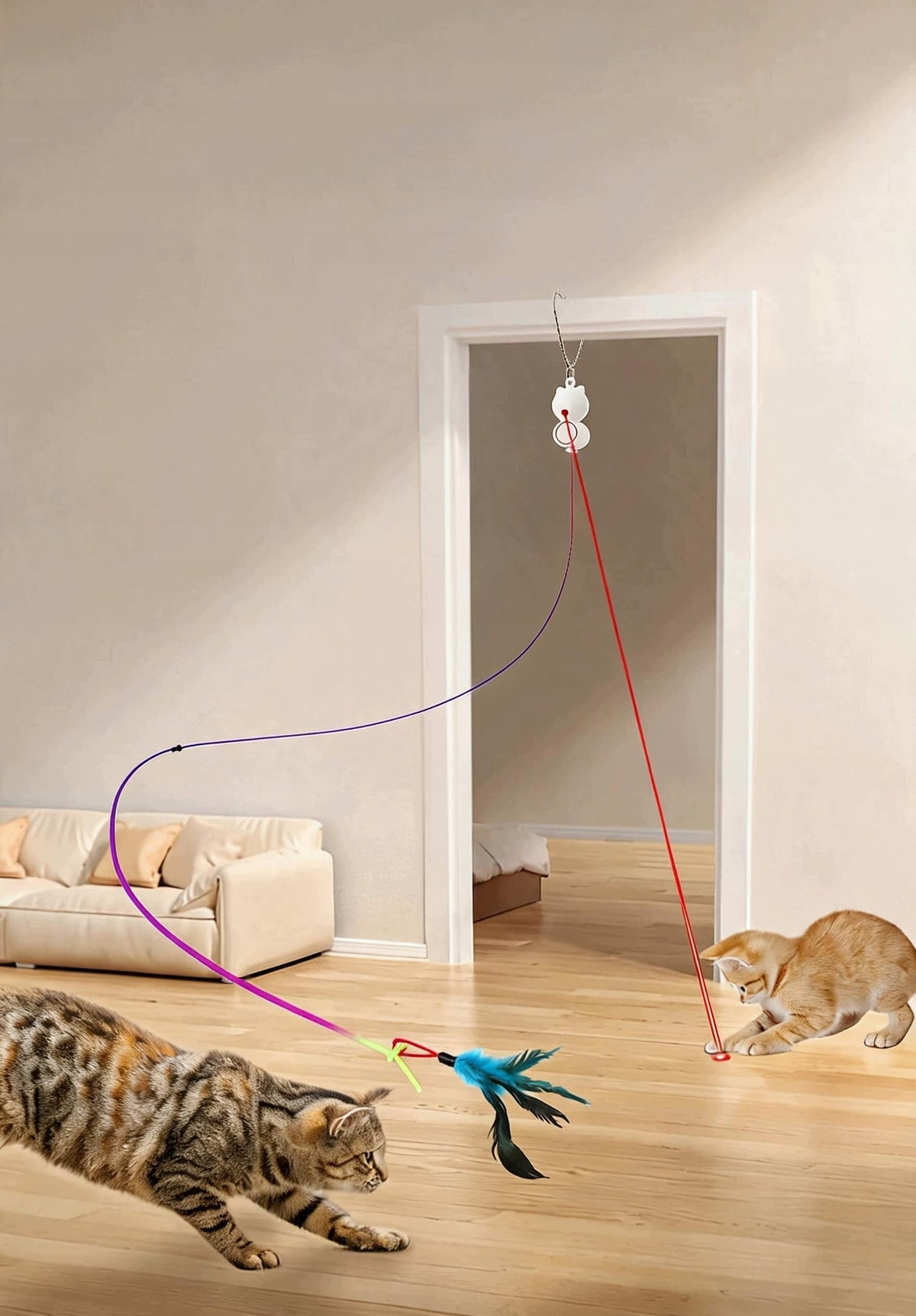 INTERACTIVE CAT TOY ELECTRIC LASER MOUSE +RETRACTABLE WAND Brand no brand