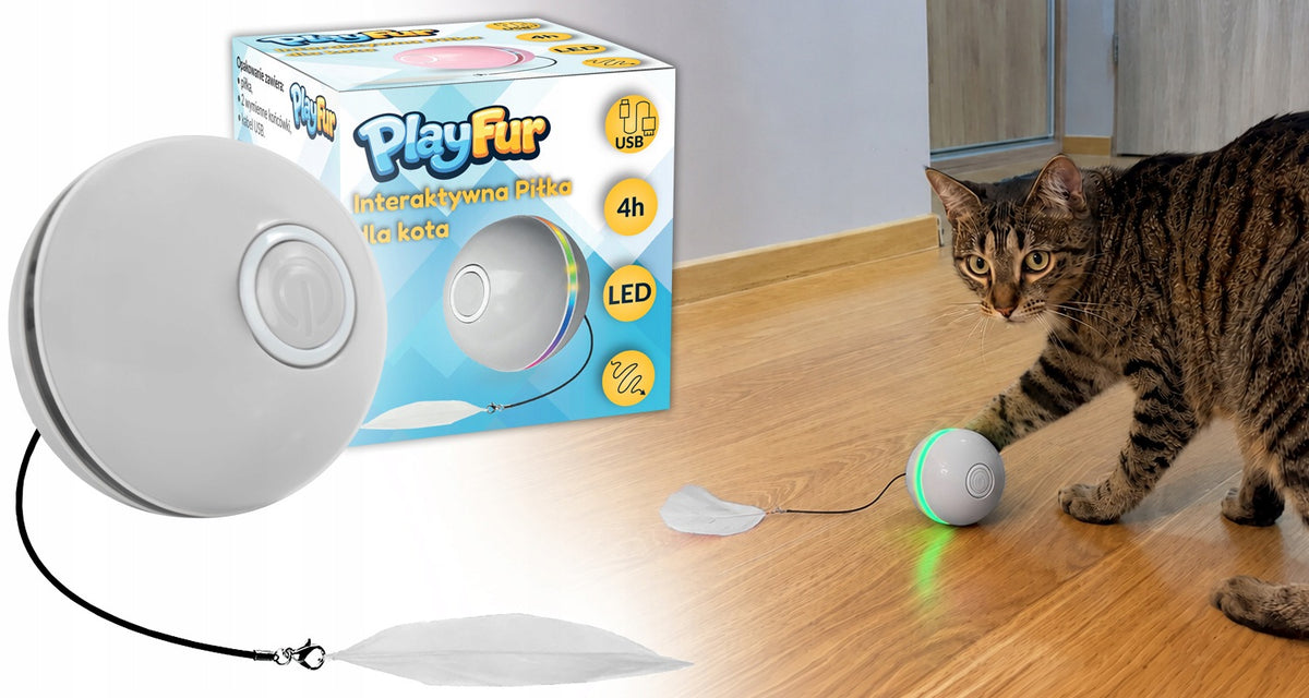 INTERACTIVE CAT TOY ESCAPING USB BALL FOR INDEPENDENT PLAY Packaging status original