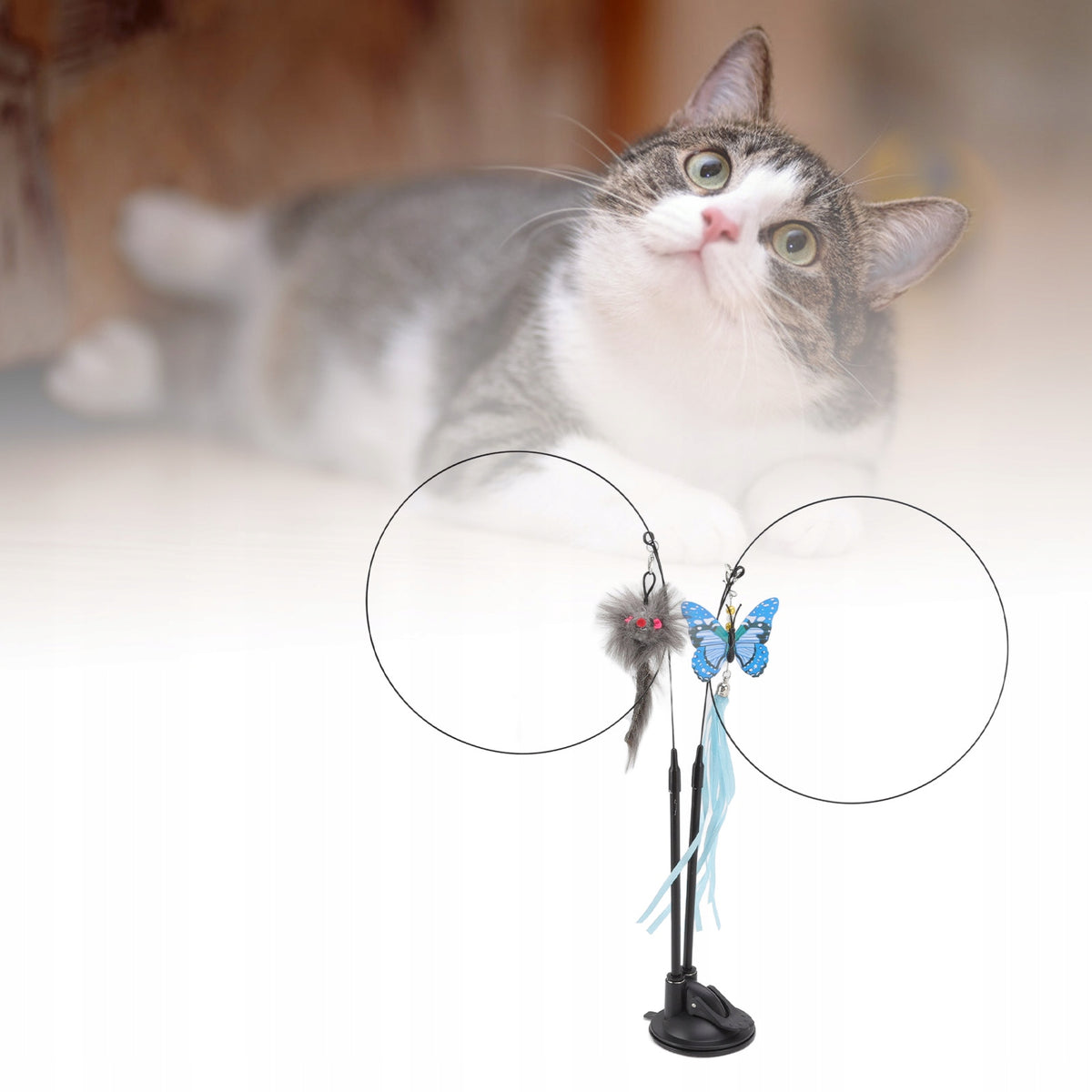 INTERACTIVE CAT TOY FISHING ROD WITH SUCTION CUP 90 CM Brand no brand