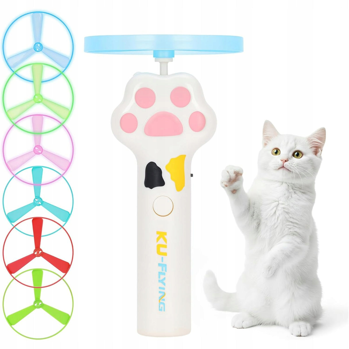 INTERACTIVE CAT TOY LUMINESCENCE LAUNCHER FRISBEE WHITE 6PCS