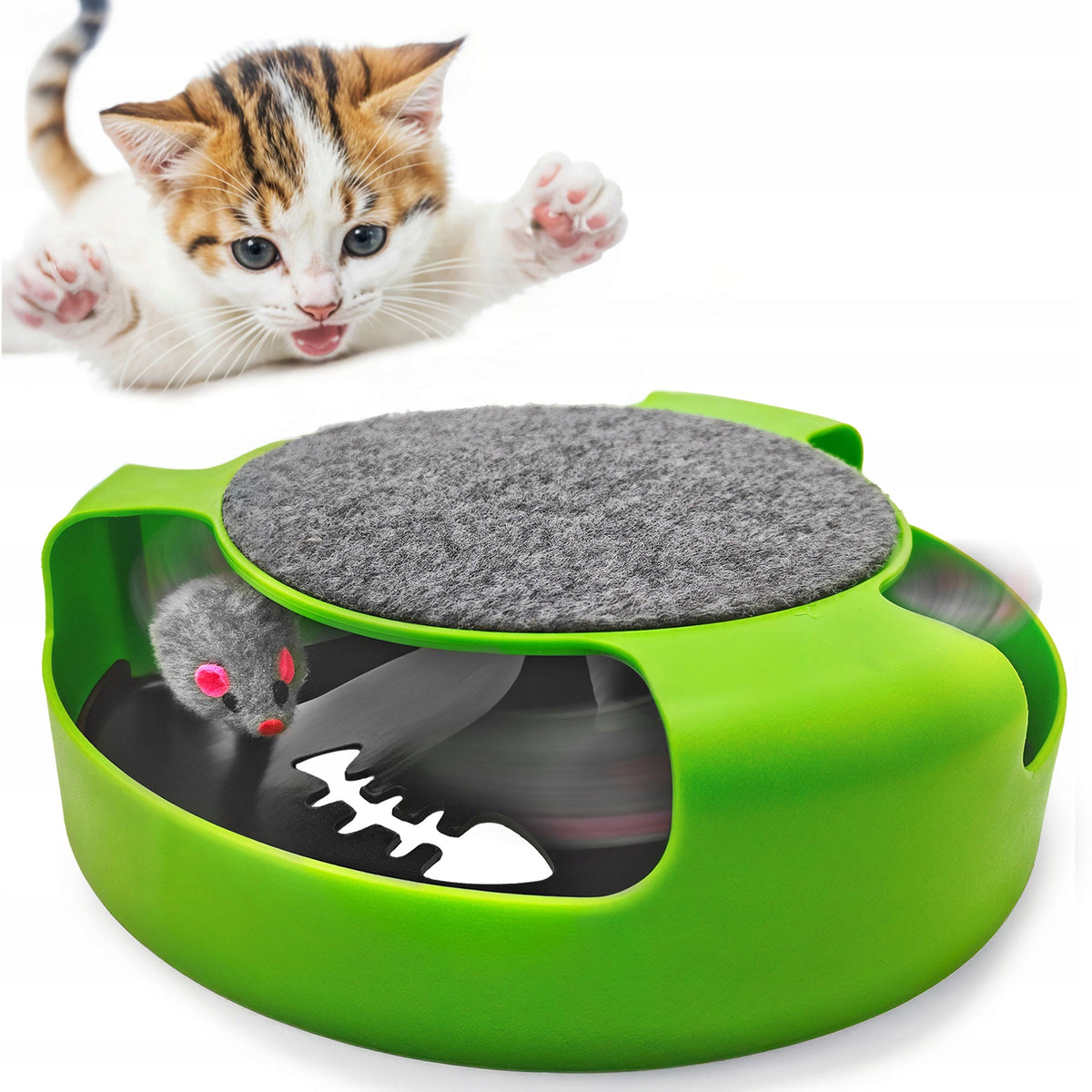 INTERACTIVE CAT TOY Mouse Hunt, Scratcher, 2in1