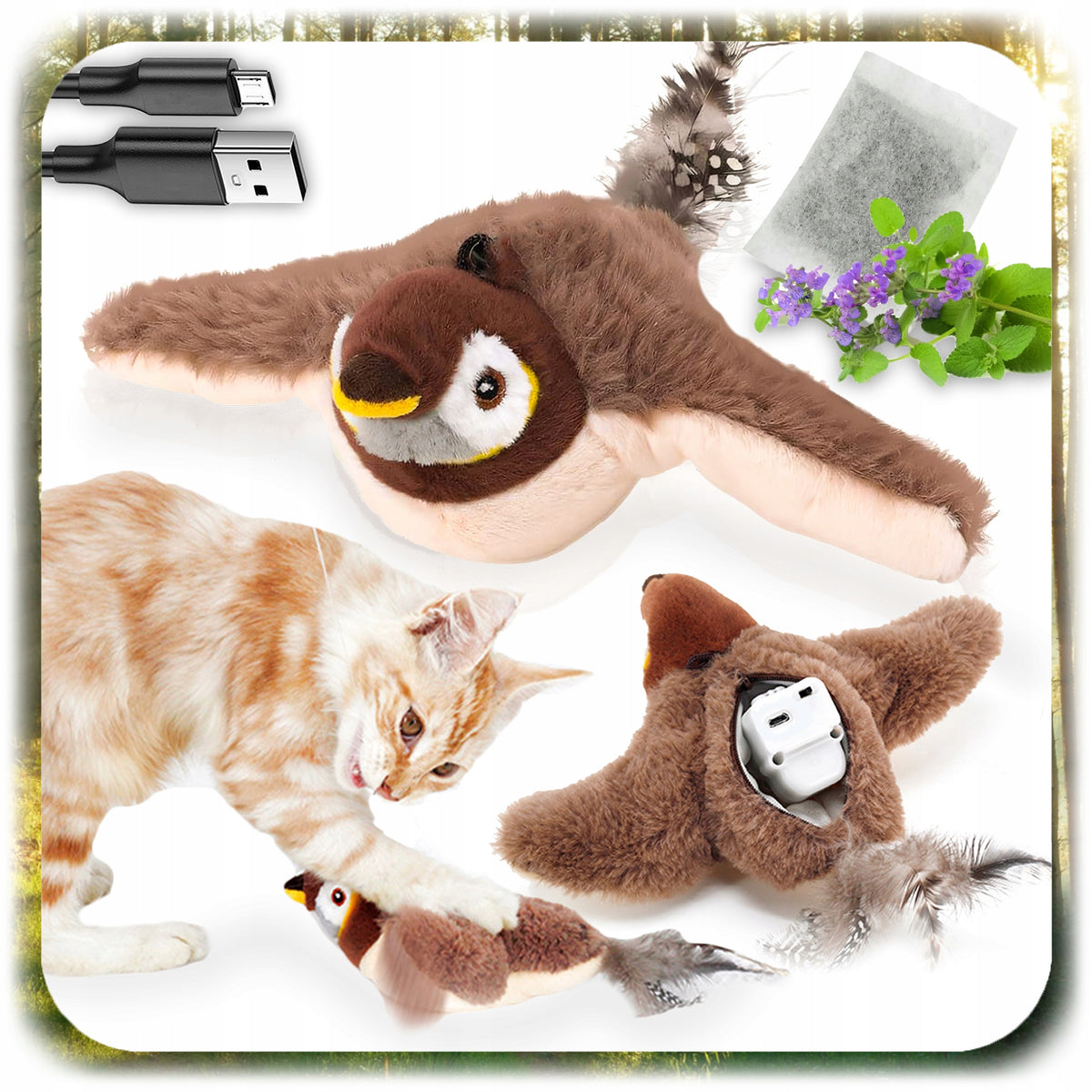 INTERACTIVE CAT TOY PLUSH BIRD MOVING BIRD Manufacturer code #11949