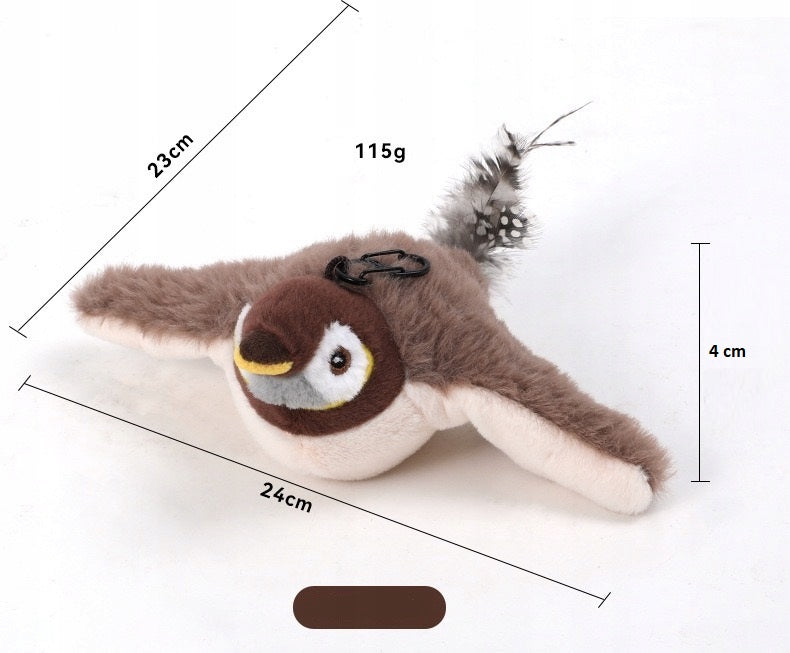 INTERACTIVE CAT TOY PLUSH BIRD MOVING BIRD SPARROW Brand K&M