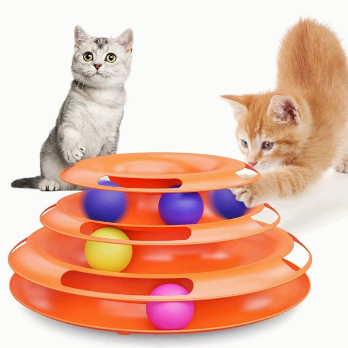 INTERACTIVE CAT TOY TOWER WITH BALLS 3 TRACKS OF MOVING FUN Brand no brand