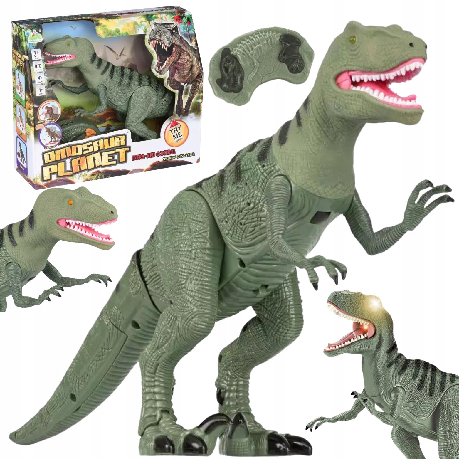 INTERACTIVE DINOSAUR REMOTE CONTROLLED RC REMOTE CONTROL T-REX LED LIGHT ROARS Packaging status original