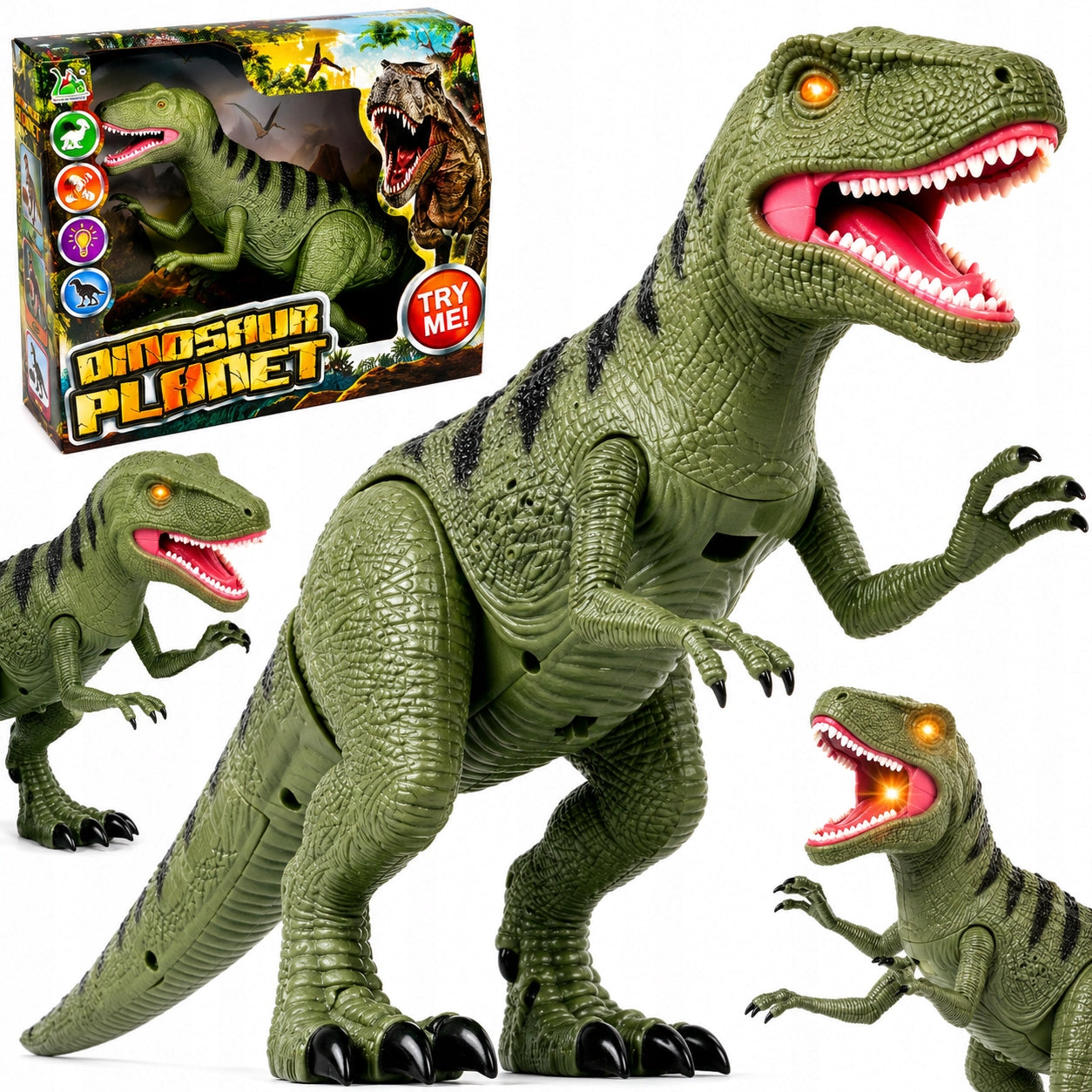 INTERACTIVE DINOSAUR REMOTE CONTROLLED RC REMOTE CONTROL T-REX LED LIGHT ROARS