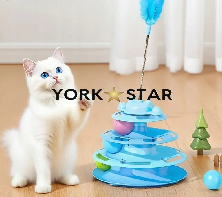 INTERACTIVE EDUCATIONAL CAT TOY TOWER WITH BALLS AND FEATHER Manufacturer code ZABAWKA
