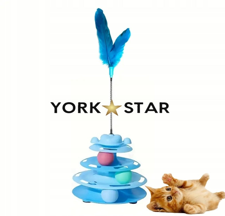 INTERACTIVE EDUCATIONAL CAT TOY TOWER WITH BALLS AND FEATHER Packaging status original