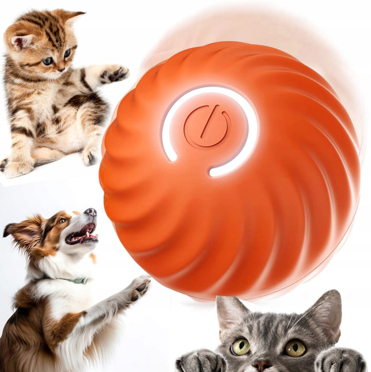 INTERACTIVE ELECTRIC BALL CAT TOY MOVING CHARGING ORANGE