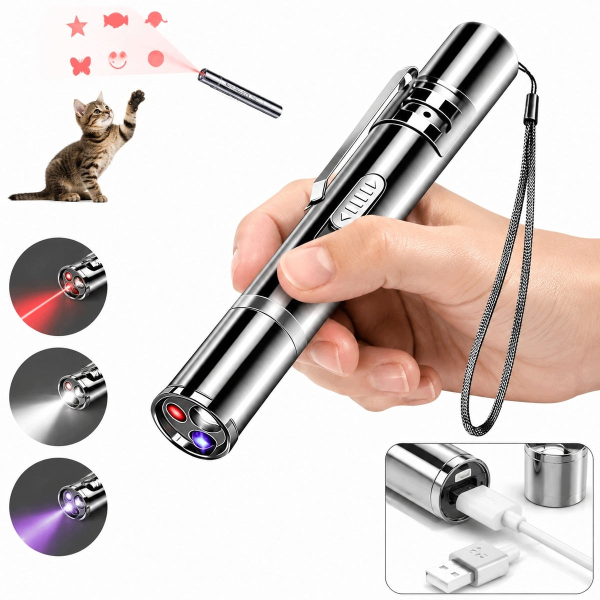 INTERACTIVE LED LASER TOY FOR CAT CHARGED BY USB