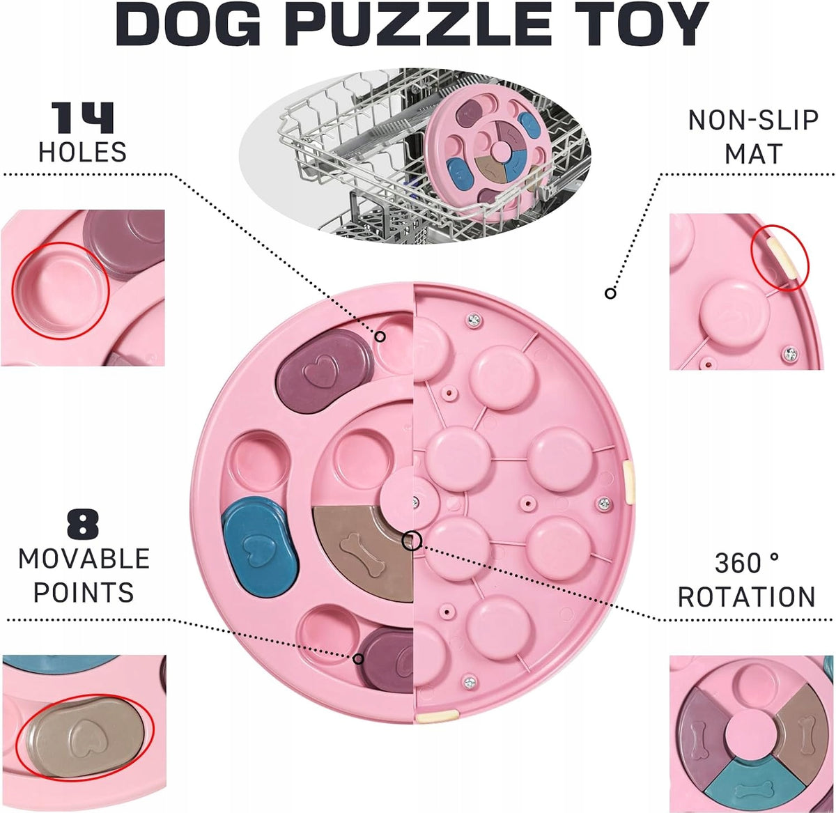 INTERACTIVE PUZZLE DOG TOY PET BOWL FOR ROSE TREATS Packaging status original