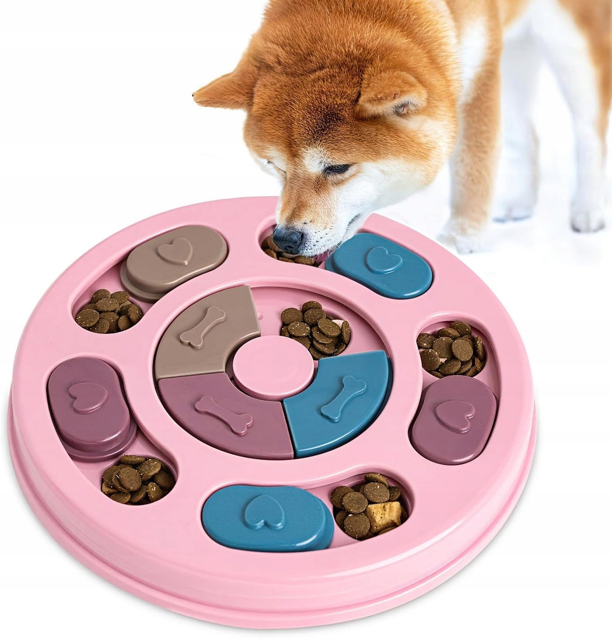 INTERACTIVE PUZZLE DOG TOY PET BOWL FOR ROSE TREATS