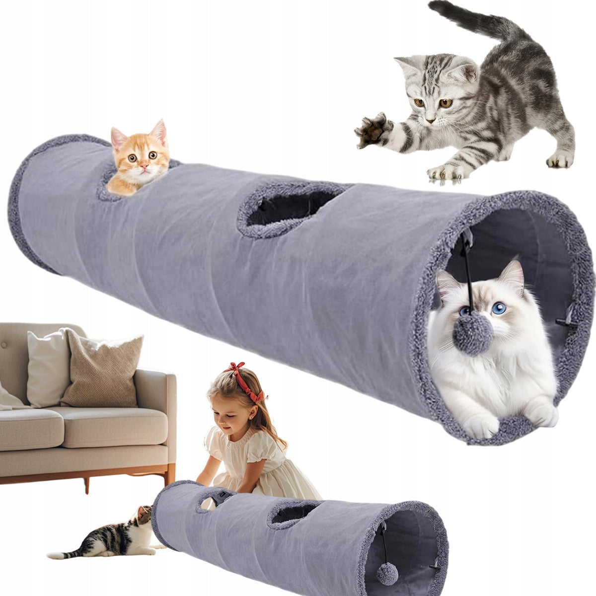 INTERACTIVE RABBIT DOG CAT TUNNEL TOY FOLDING HIDEOUT HOUSE