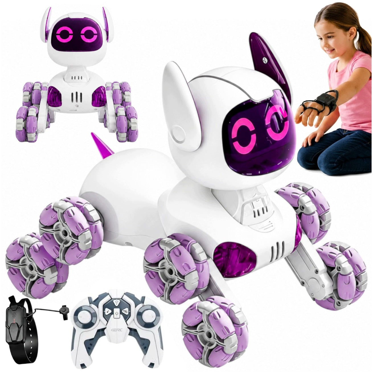 INTERACTIVE ROBOT DOG REMOTE CONTROLLED GESTURES REMOTE CONTROL LED 360 STUNTS