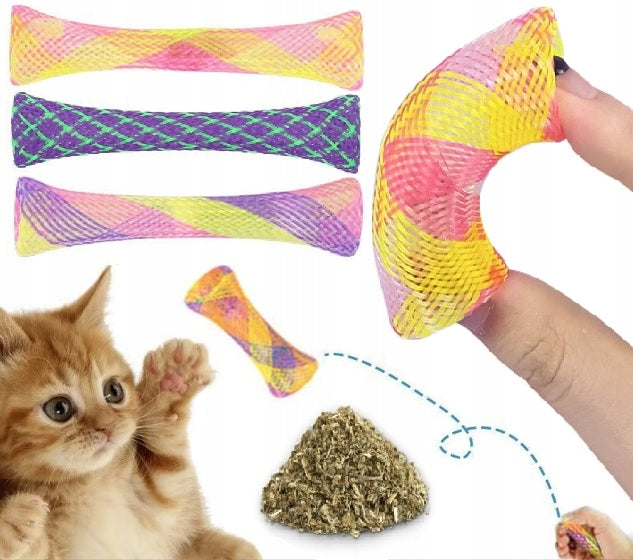 INTERACTIVE TOY FOR CAT TUBE SPRINGS WITH CATNIP 3 PIECES ROLLED