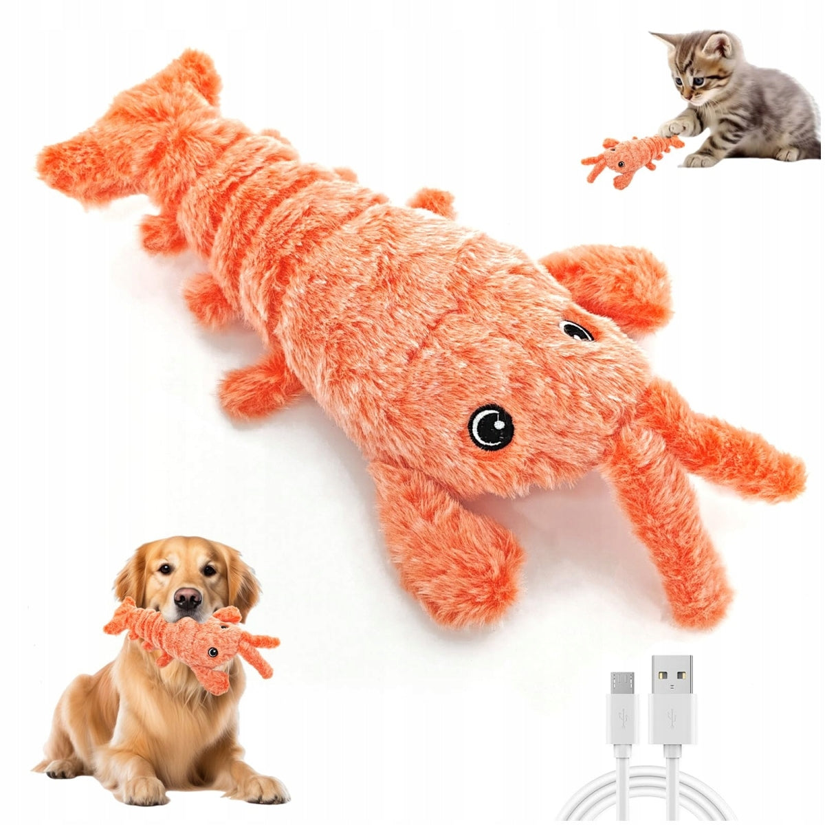 INTERACTIVE TOY FOR SMALL CAT DOG MOVING LOBSTER WAGGING TAIL
