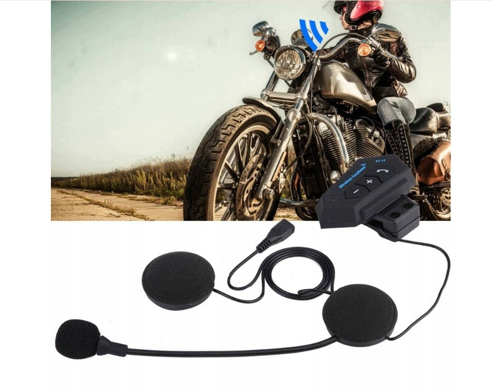 INTERCOM BT12 BLUETOOTH HEADPHONES FOR HELMET MOTORCYCLE BIKE FOR MUSIC CALLS