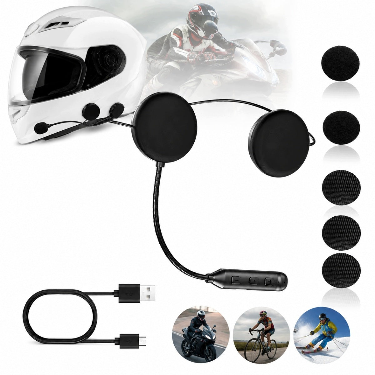 INTERCOM HEADPHONES FOR MOTORCYCLE HELMET BLUETOOTH FOR HELMET MOTORCYCLE BIKE